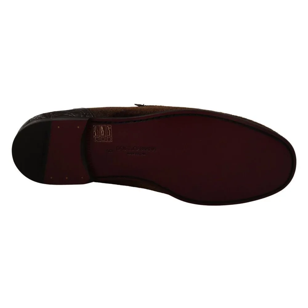 Dolce & Gabbana Elegant Brown Caiman Leather Loafers - Picture 4 of 9